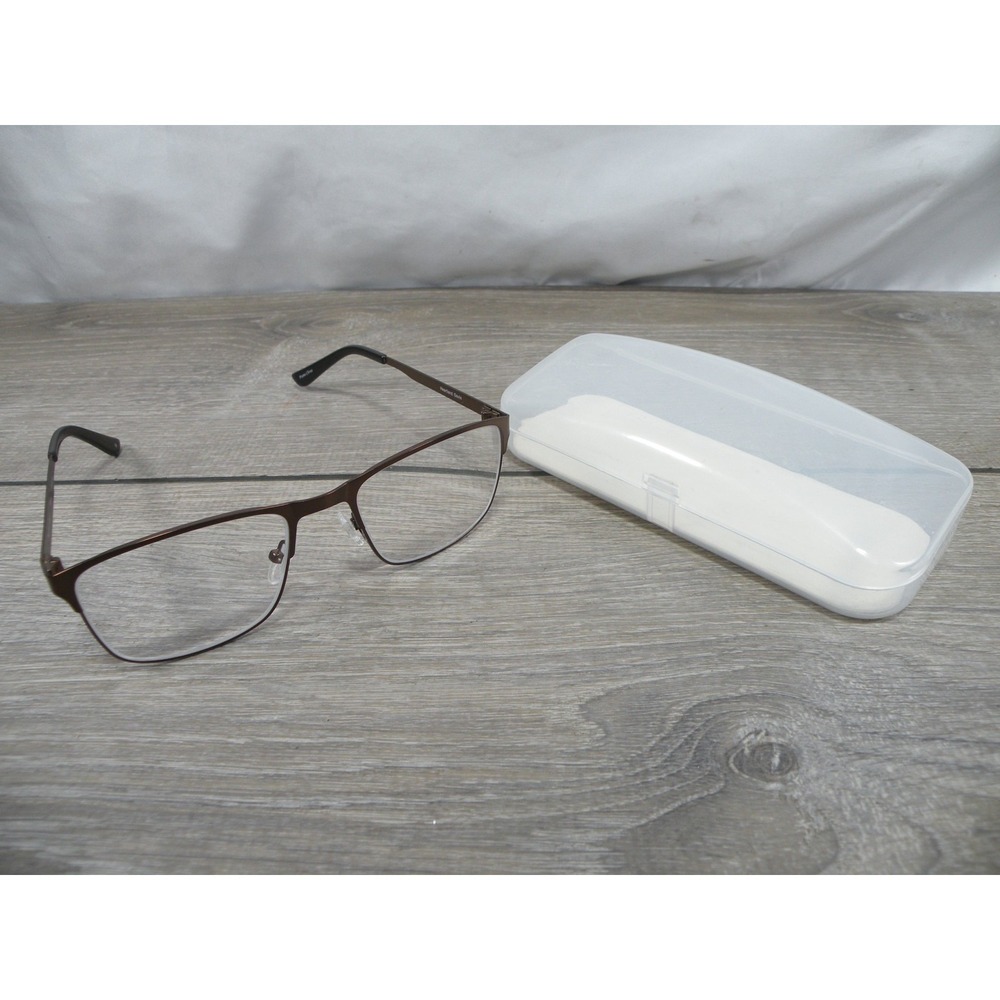 Heartland Gavin Men's Brown Metal Full Rim Eyeglass Frames 55-19-140 With Case